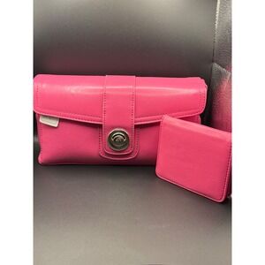 Bright Pink Clutch Handbag‎ with Matching Wallet Set